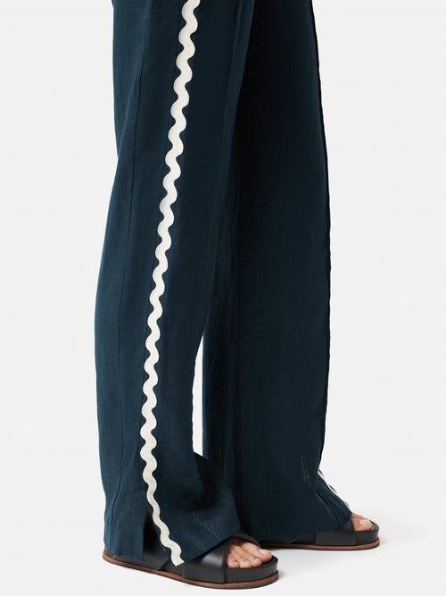 Linen Ric Rac Trouser | Navy