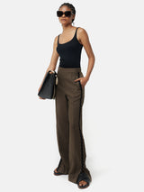 Linen Ric Rac Trouser | Khaki