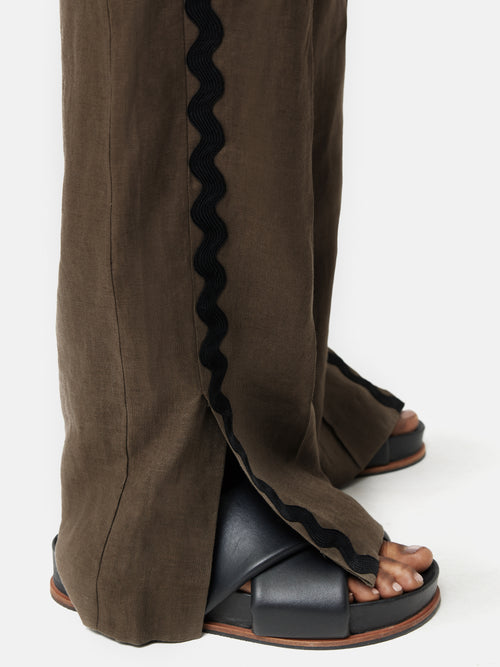 Linen Ric Rac Trouser | Khaki – Jigsaw