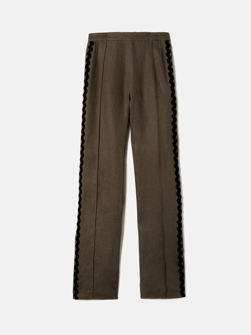 Linen Ric Rac Trouser | Khaki – Jigsaw