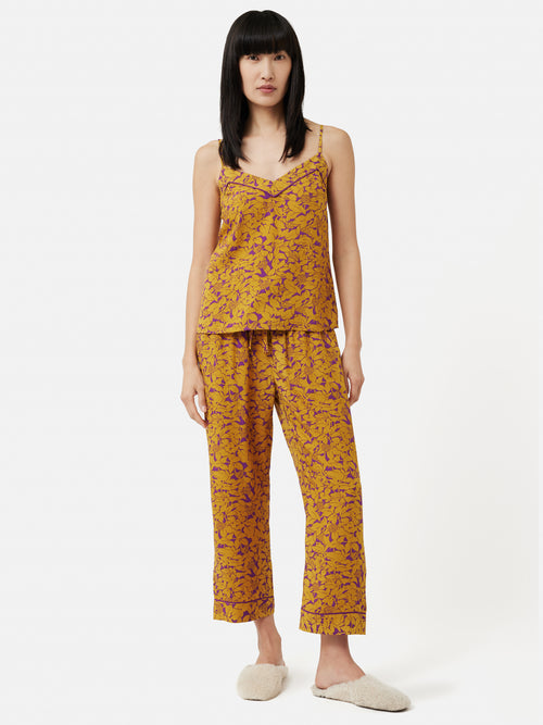 Shadow Leaf Cropped Cami Pyjamas | Yellow