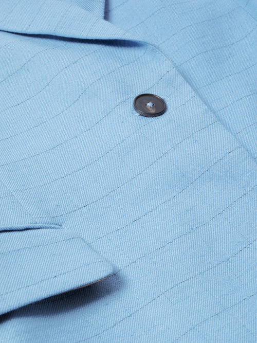 Knox Italian Linen Checked Blazer | Blue