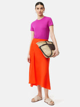 Linen Asymmetric Skirt | Orange