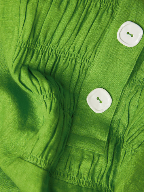 Button Detail Linen Kaftan | Green
