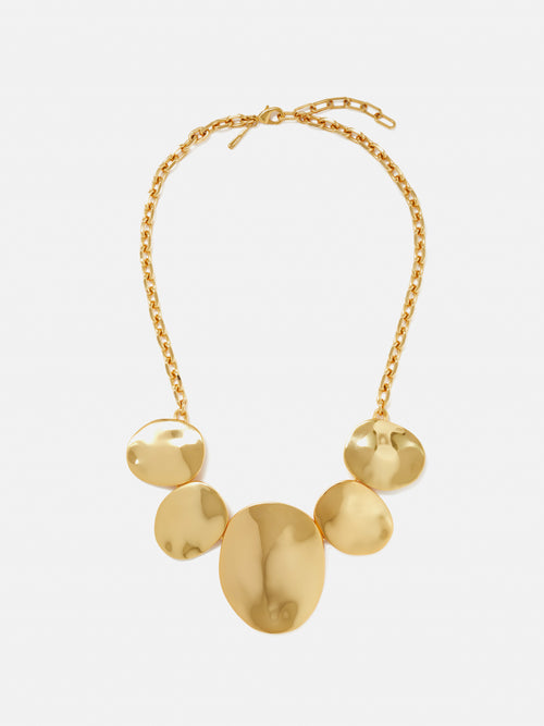 Hammered Disc Necklace | Gold
