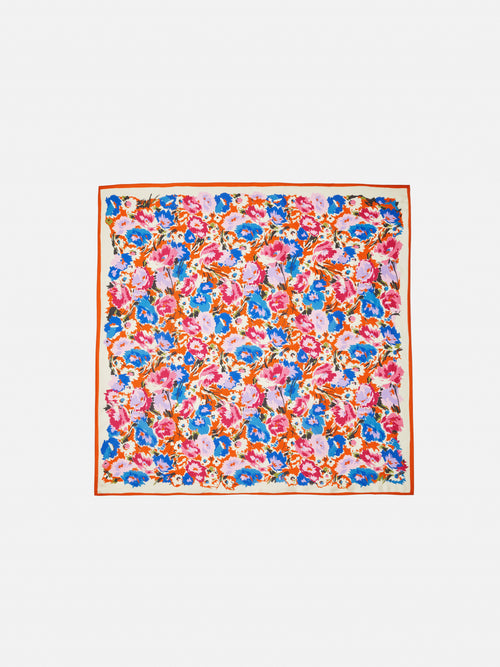 Abstract Meadow Silk Scarf | Orange