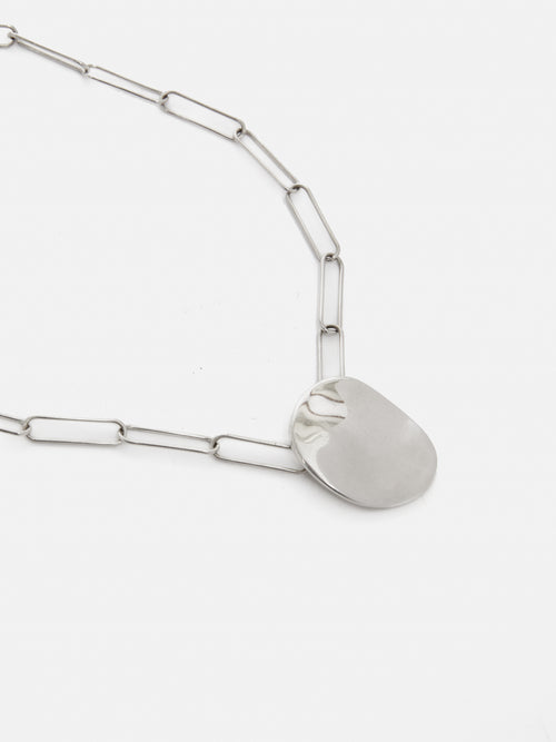 Hammered Disc Pendant | Silver